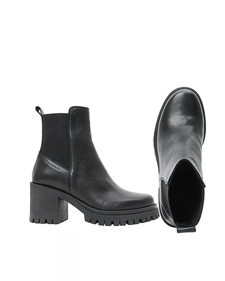 Ten Points Leder-Absatzboots, Ylva mit Gummi
