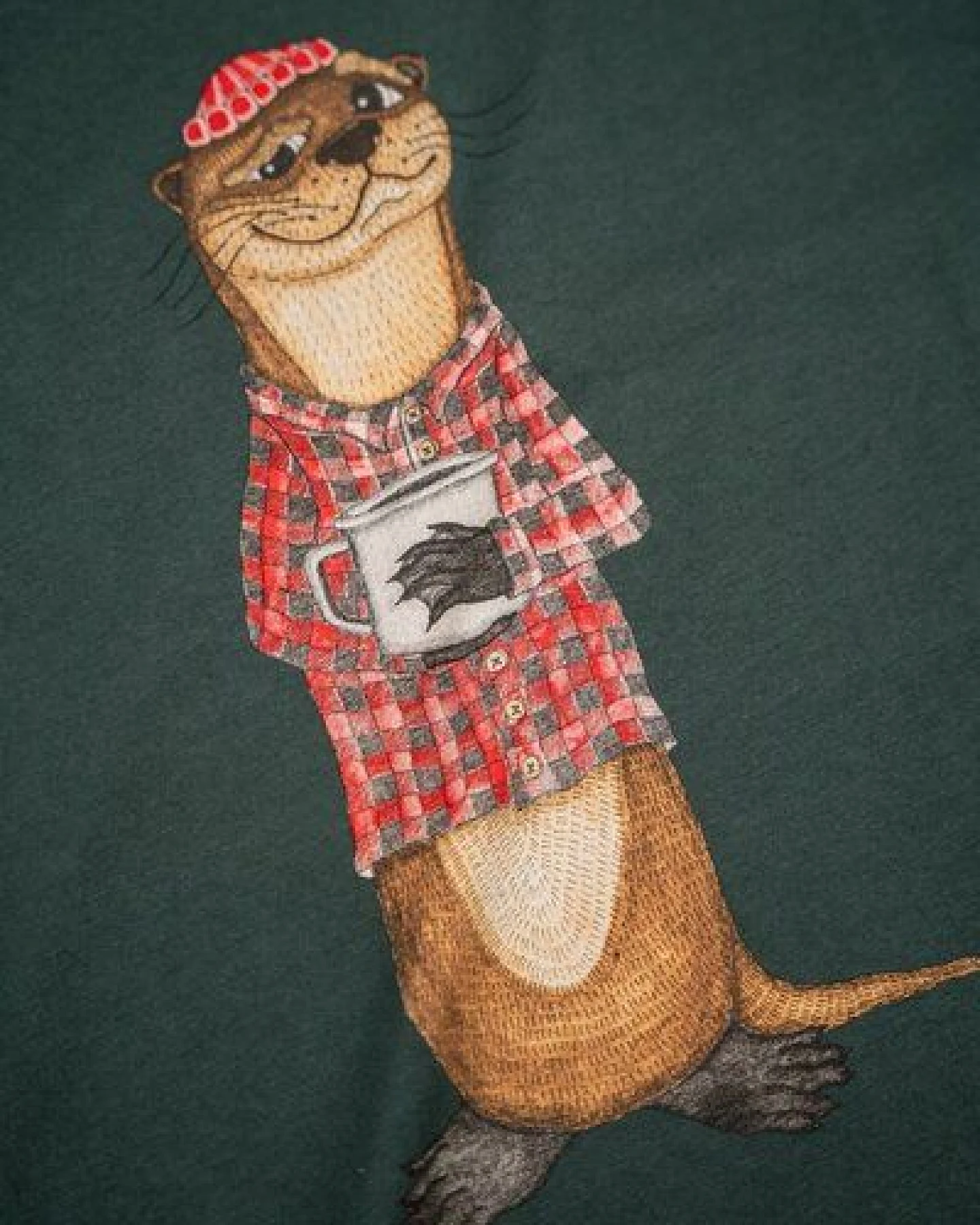 LAKOR T-Shirt aus Bio-Baumwolle - An Otter Coffee – Ansicht 2