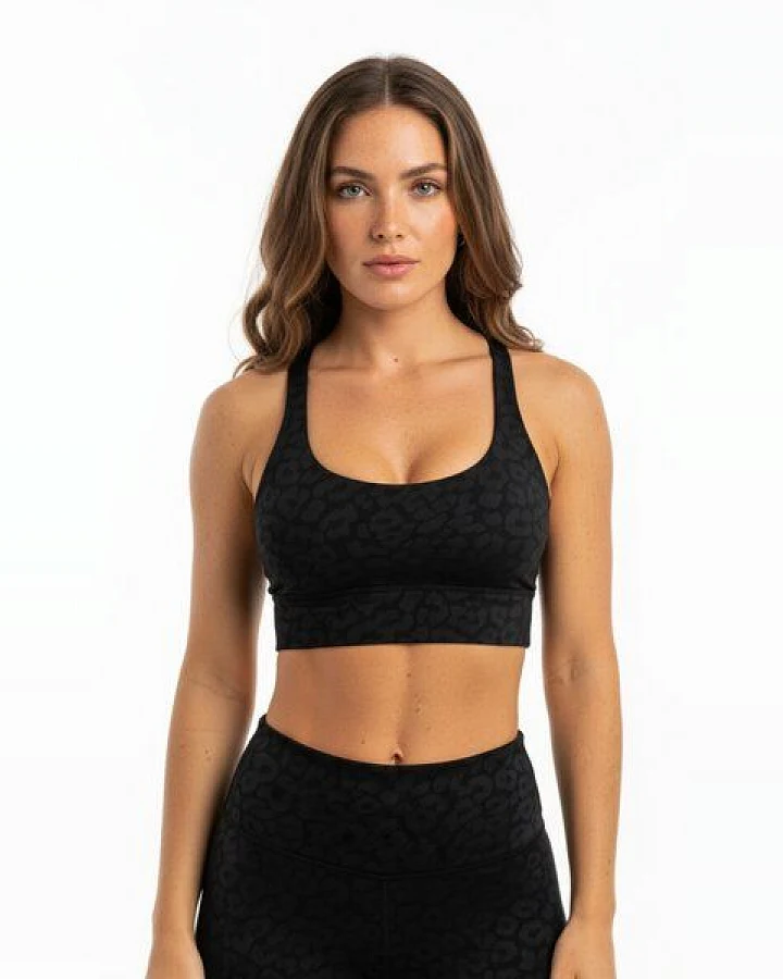 Yoga Hero Sport BH Leopard ecoNYL mit herausnehmbaren Pads