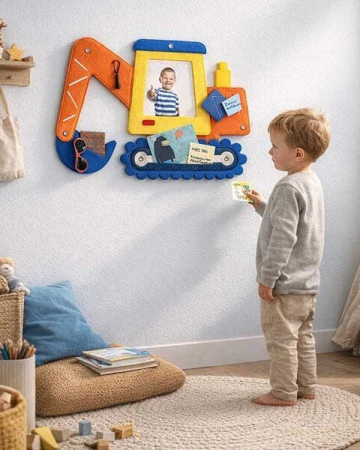 Bagger-Pinnwand zum Stecken & Pinnen für Kinderzimmer von RÅVARE