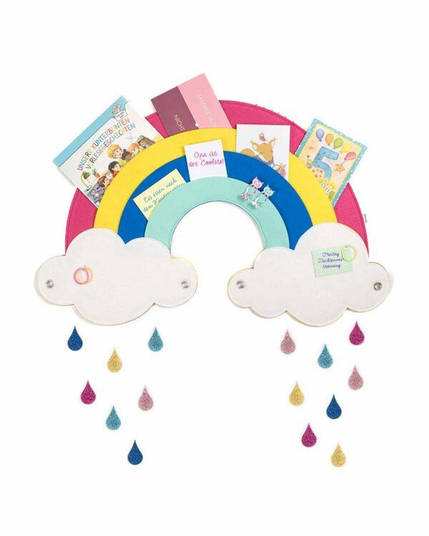 Regenbogen mit Wolken-Pinnwand zum Stecken & Pinnen für Kinderzimmer von RÅVARE – Ansicht 2