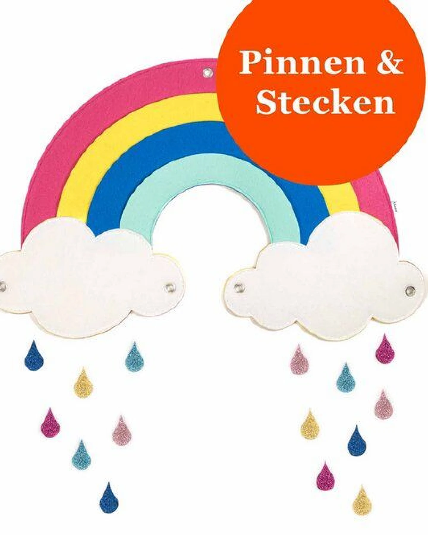 Regenbogen mit Wolken-Pinnwand zum Stecken & Pinnen für Kinderzimmer von RÅVARE – Ansicht 3