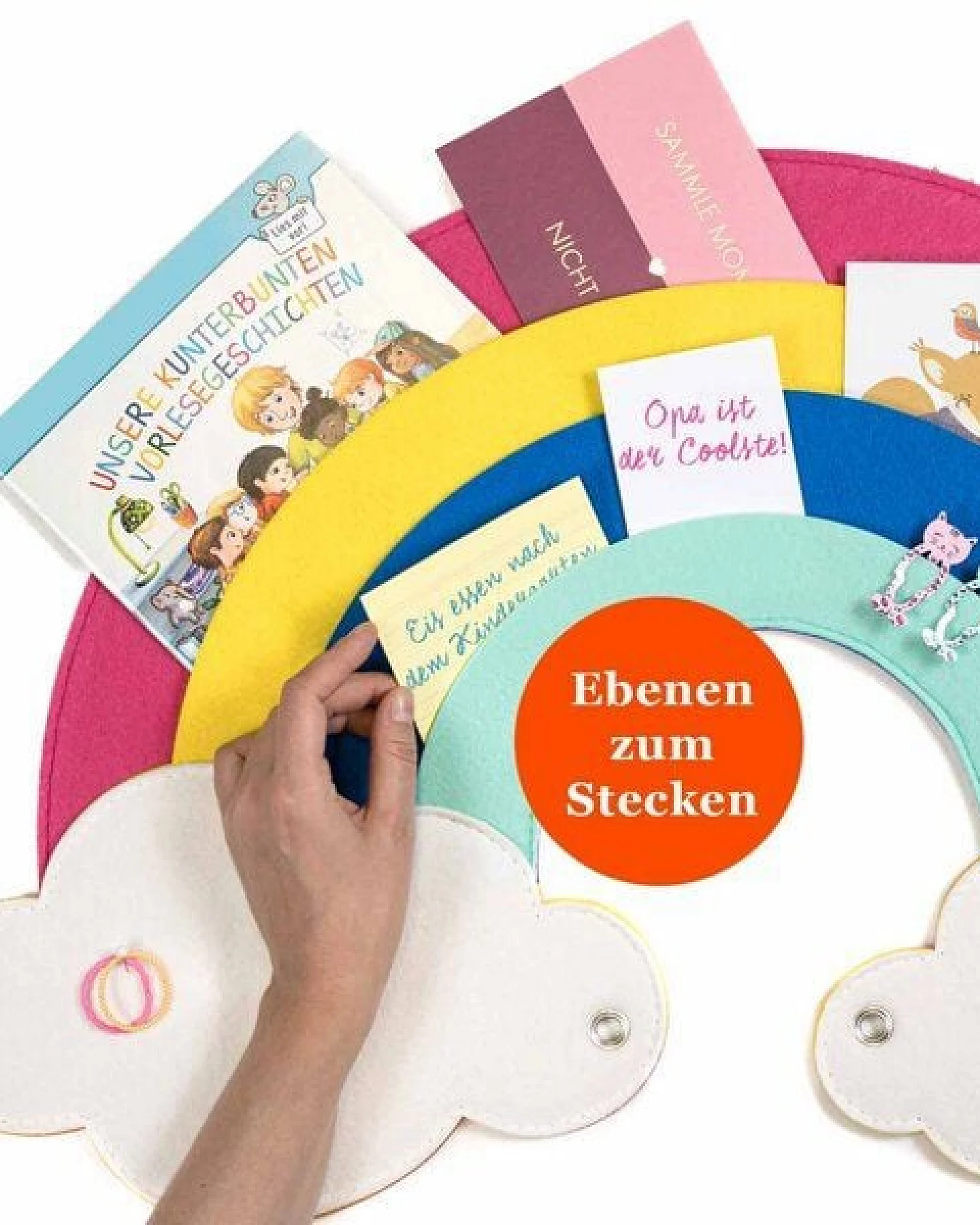 Regenbogen mit Wolken-Pinnwand zum Stecken & Pinnen für Kinderzimmer von RÅVARE – Ansicht 4