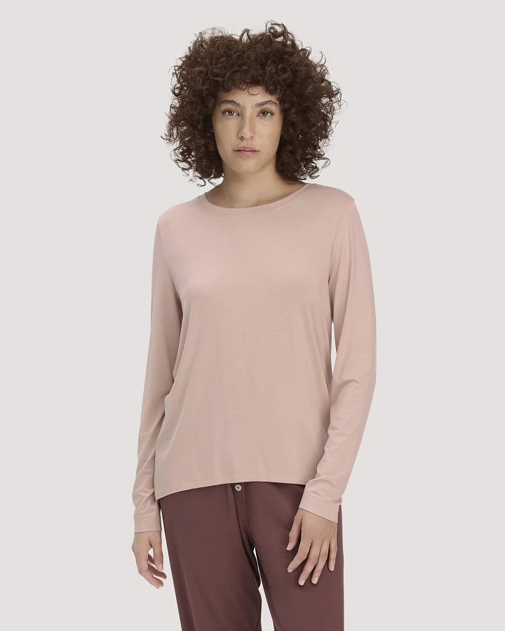 hessnatur Damen Schlaf Longsleeve PURE FLOW aus TENCEL™ Modal - rosa - Größe 34