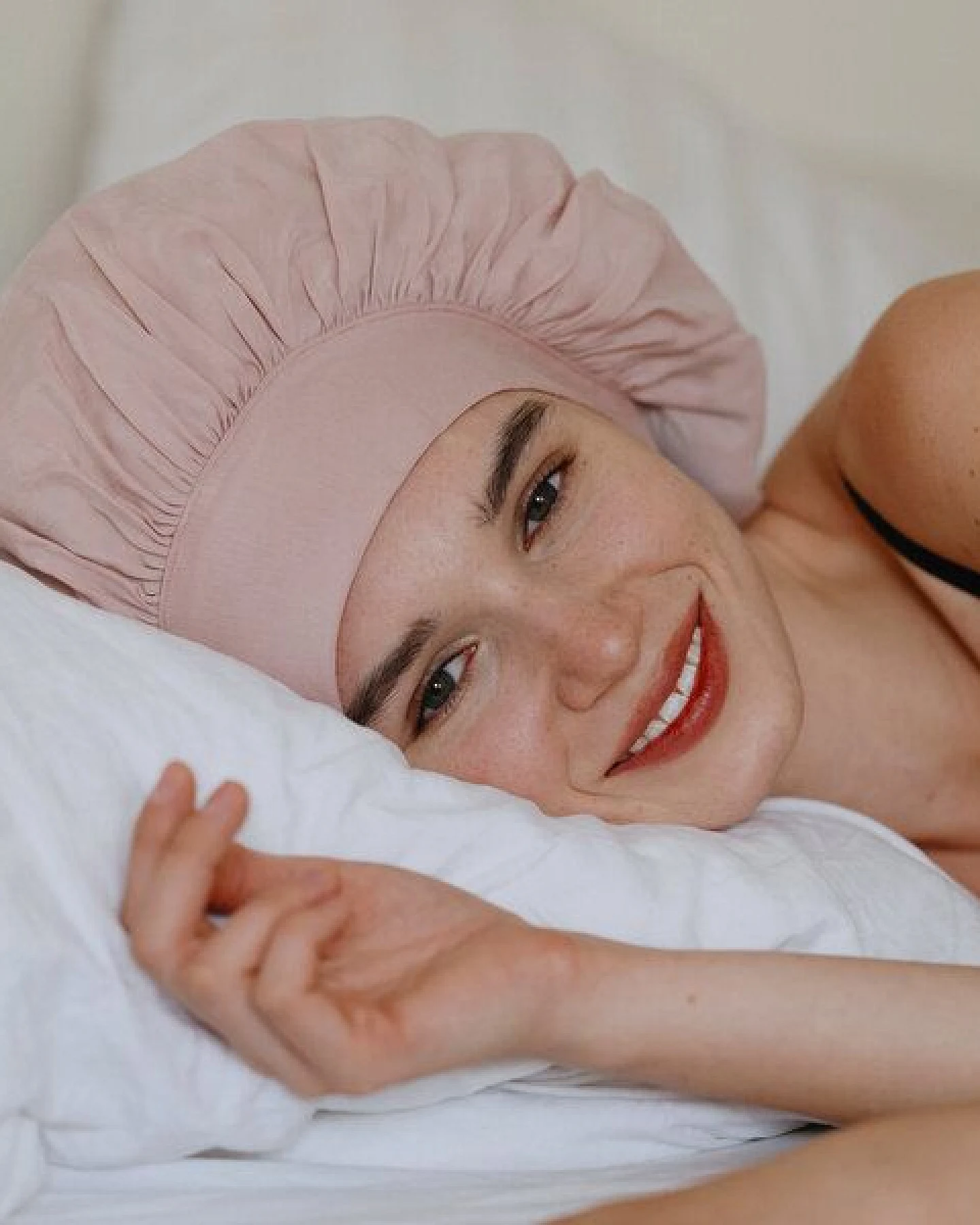 Qupro Schlafhaube Bonnet vegane Seide Cupro – Ansicht 2