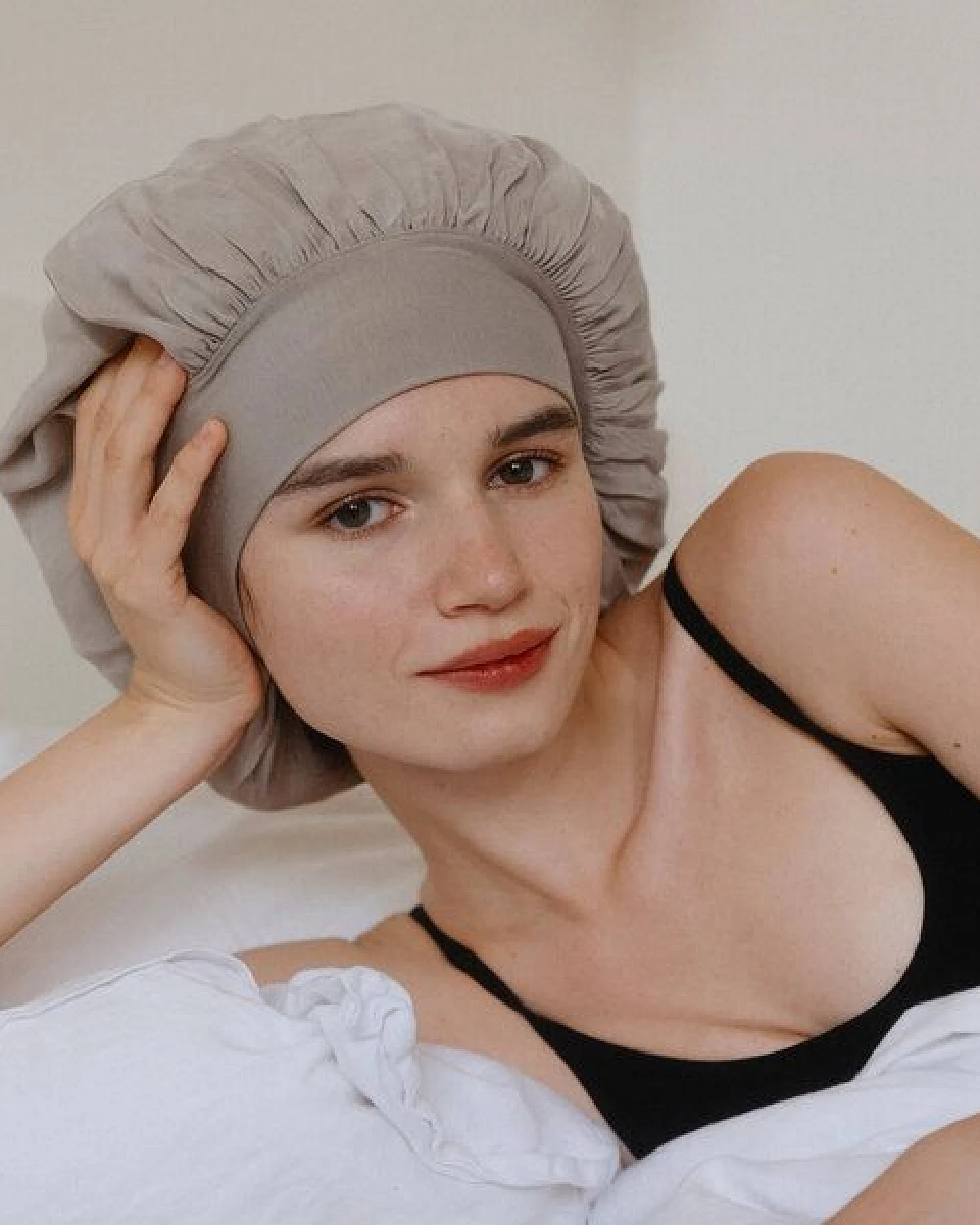 Qupro Schlafhaube Bonnet vegane Seide Cupro – Ansicht 4