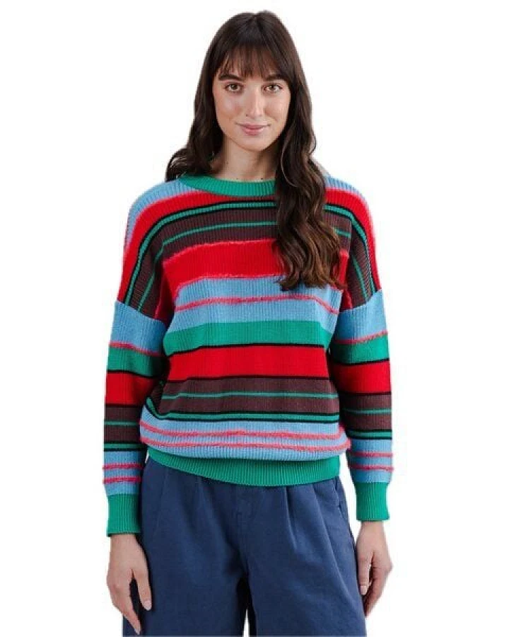Brava Fabrics Strickpullover Batwing Multistriped