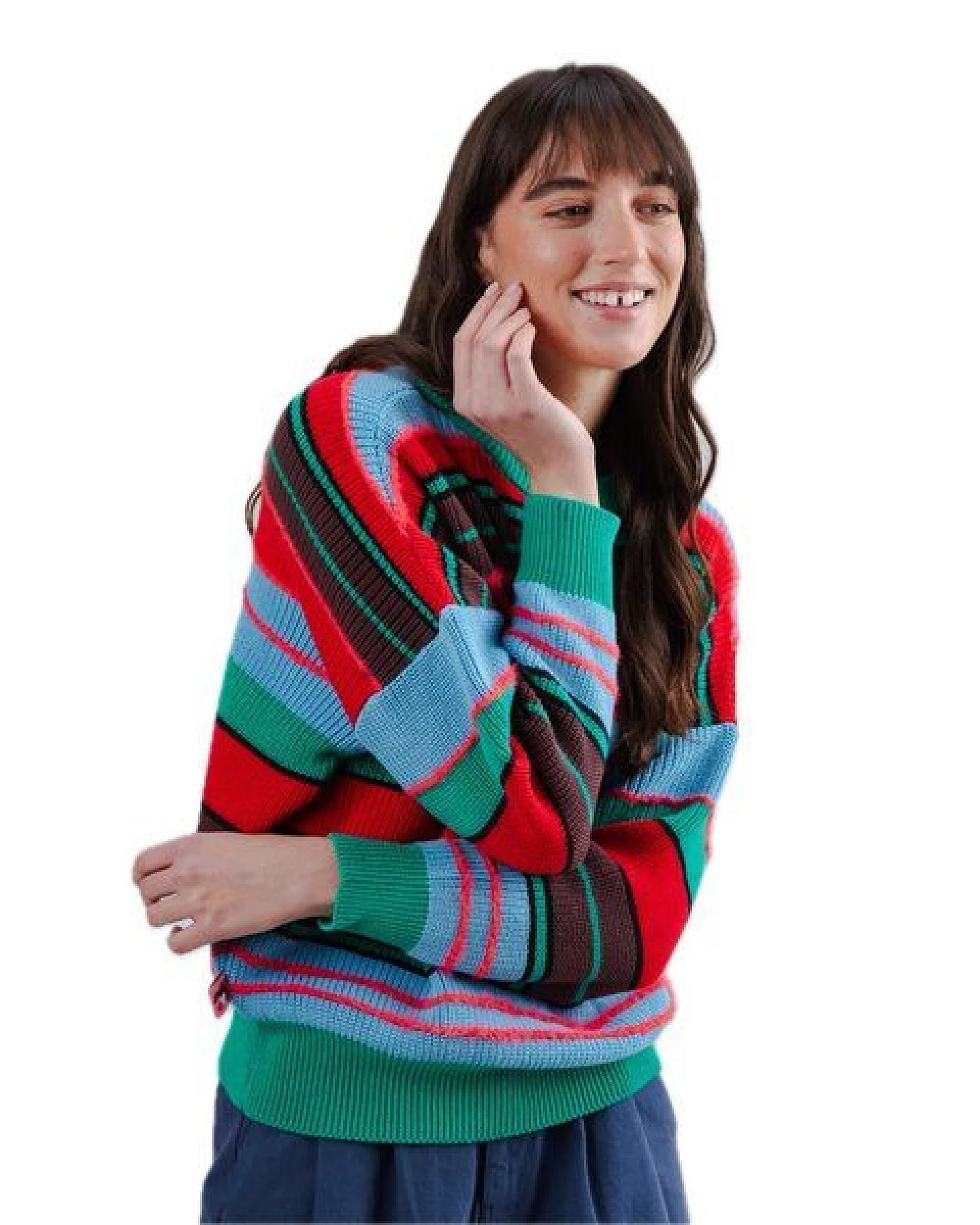 Brava Fabrics Strickpullover Batwing Multistriped – Ansicht 2
