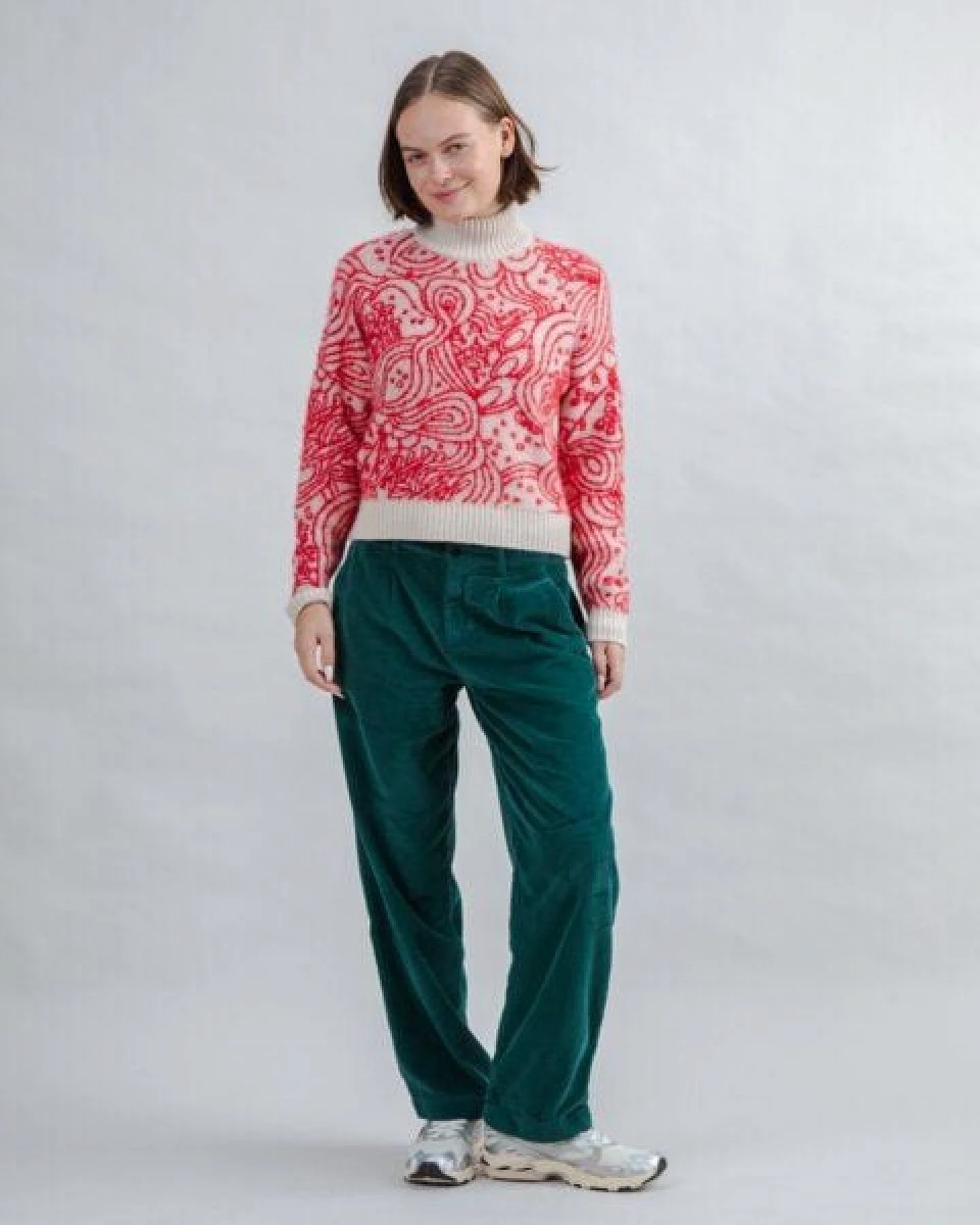 Brava Fabrics Strickpullover Noodles Jacquard Ecru – Ansicht 4