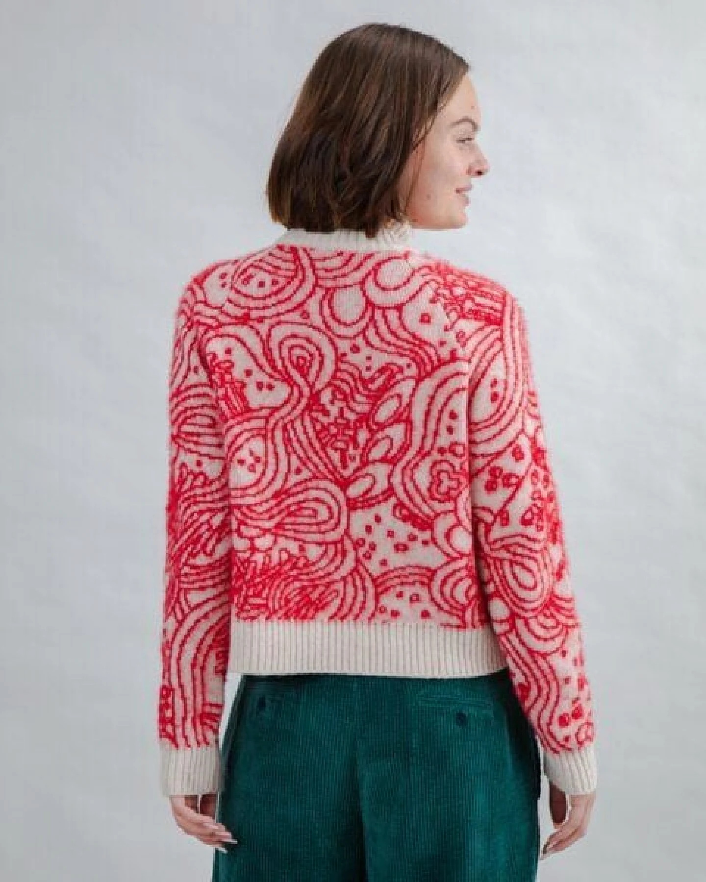 Brava Fabrics Strickpullover Noodles Jacquard Ecru – Ansicht 2