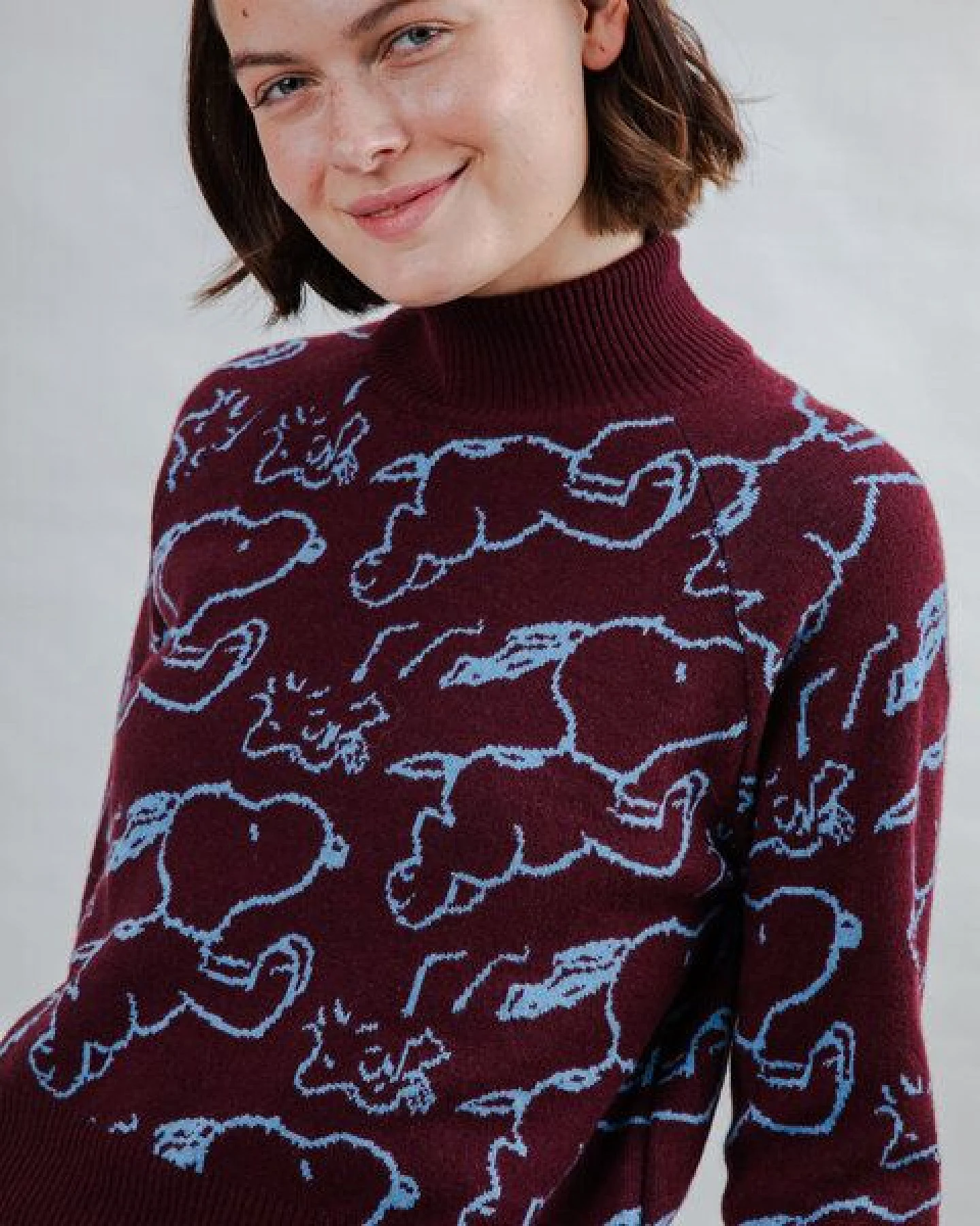Brava Fabrics Strickpullover Peanuts Jacquard Chocolate – Ansicht 3