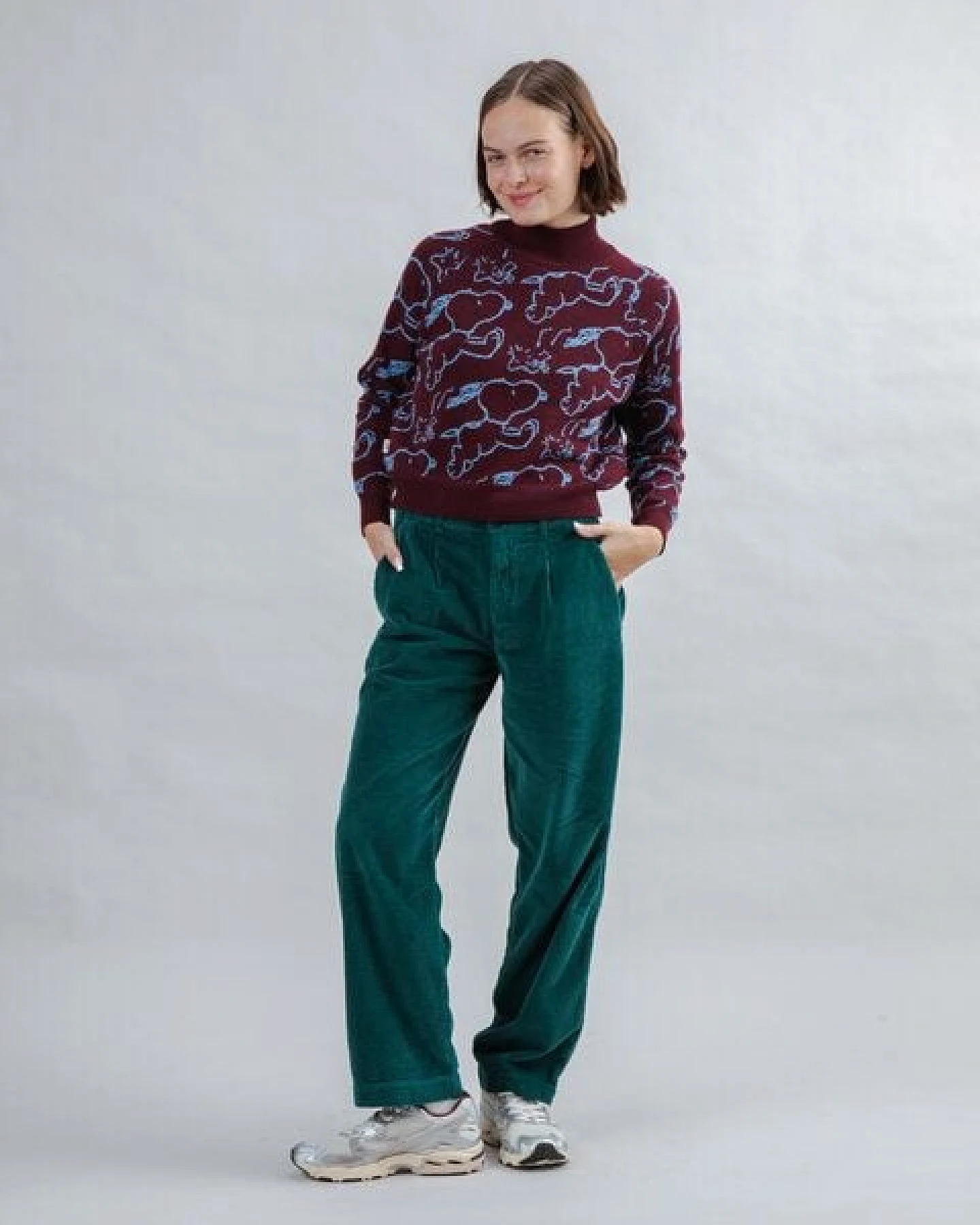 Brava Fabrics Strickpullover Peanuts Jacquard Chocolate – Ansicht 4
