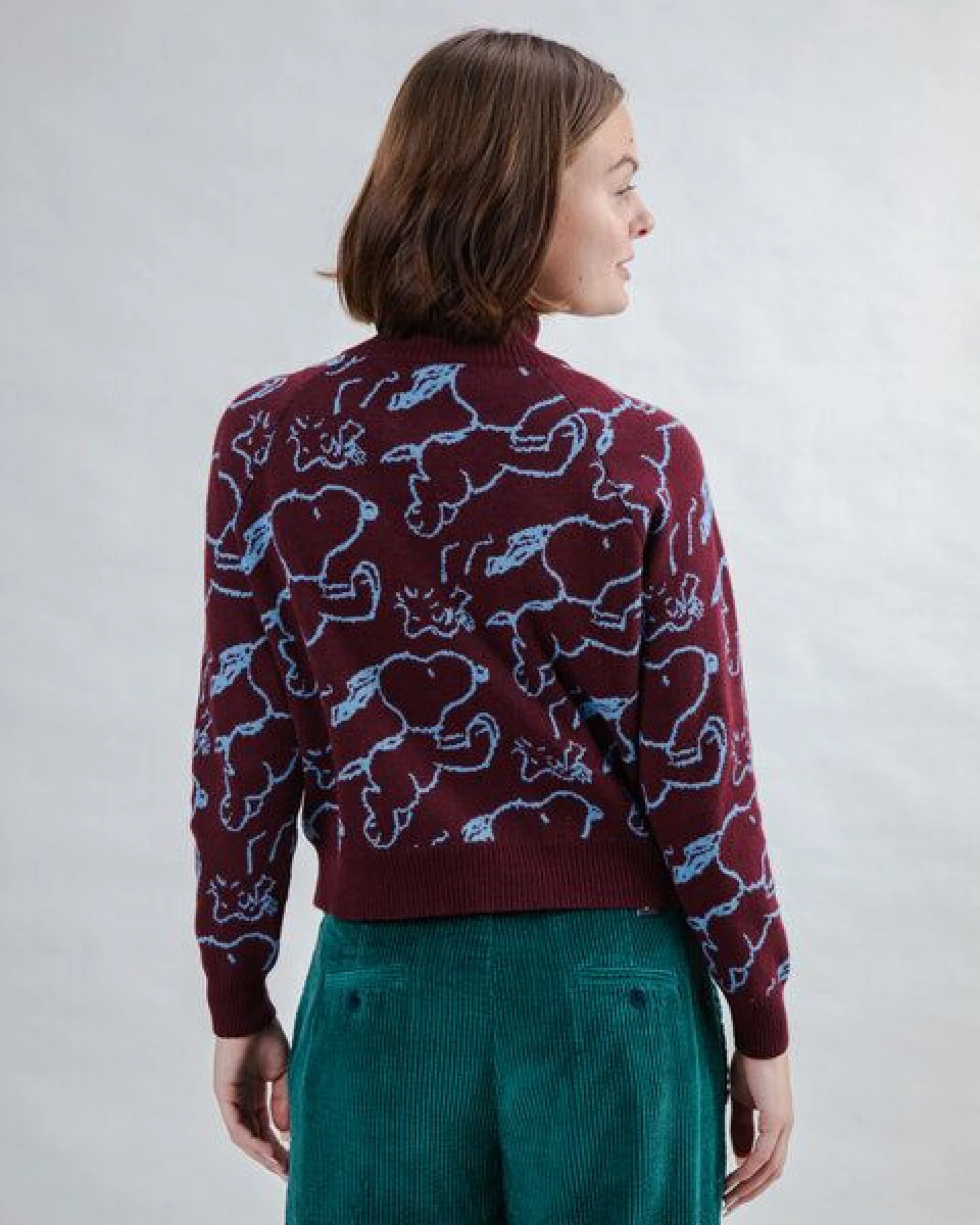 Brava Fabrics Strickpullover Peanuts Jacquard Chocolate – Ansicht 2