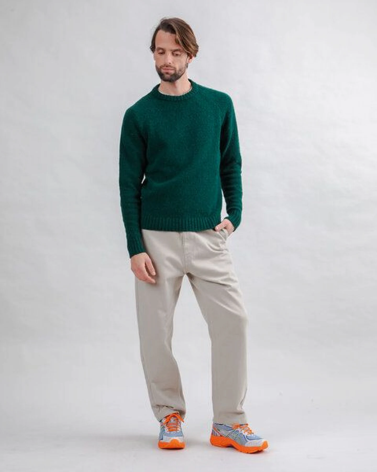 Brava Fabrics Strickpullover Raglan Wool Green – Ansicht 3