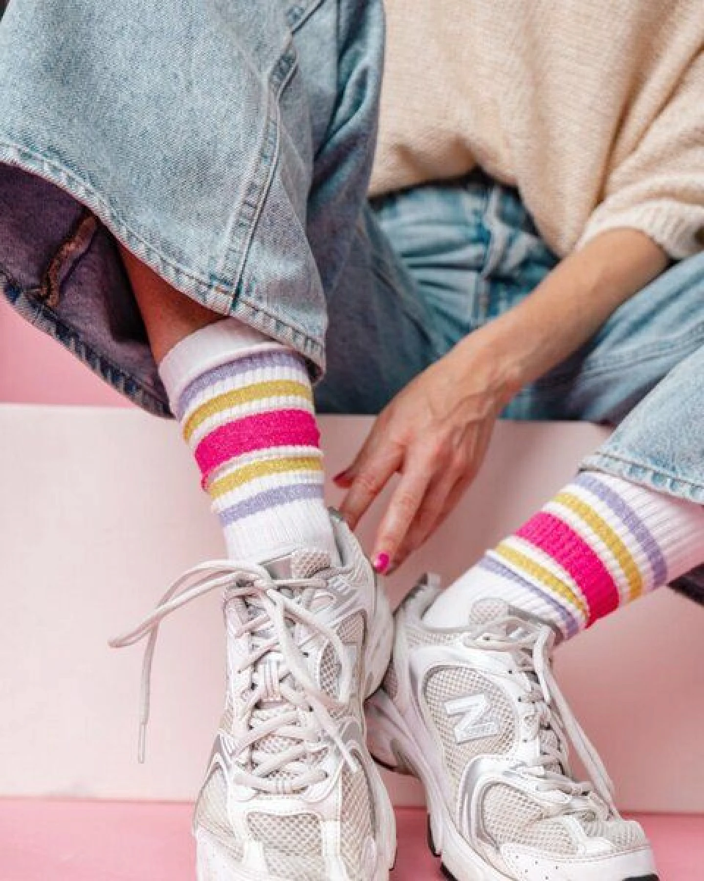 Socken "Ooley Sporty Glitter" aus Biobaumwolle made in Italy – Ansicht 4
