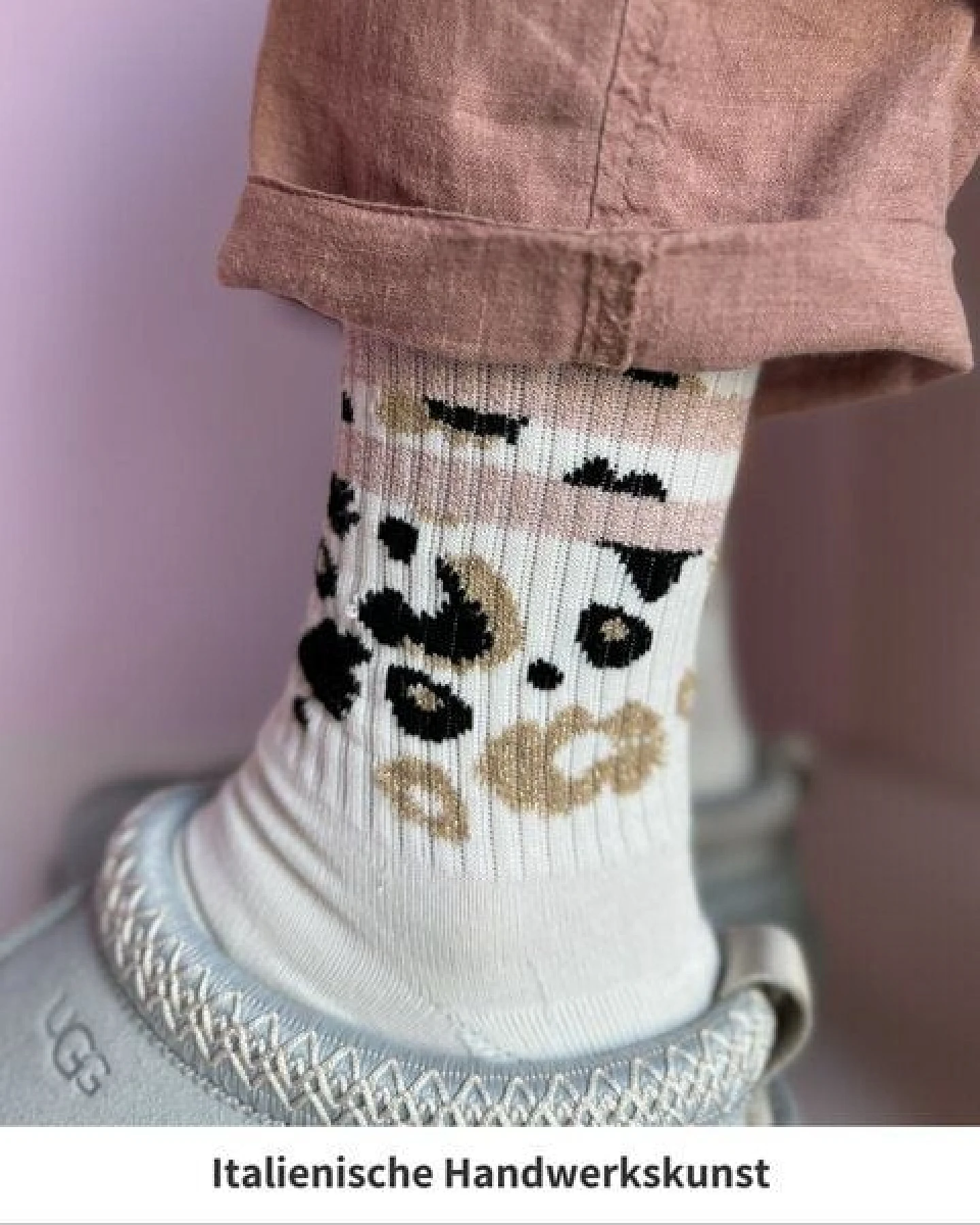 Socken "Ooley Leo allover" aus Biobaumwolle made in Italy – Ansicht 4