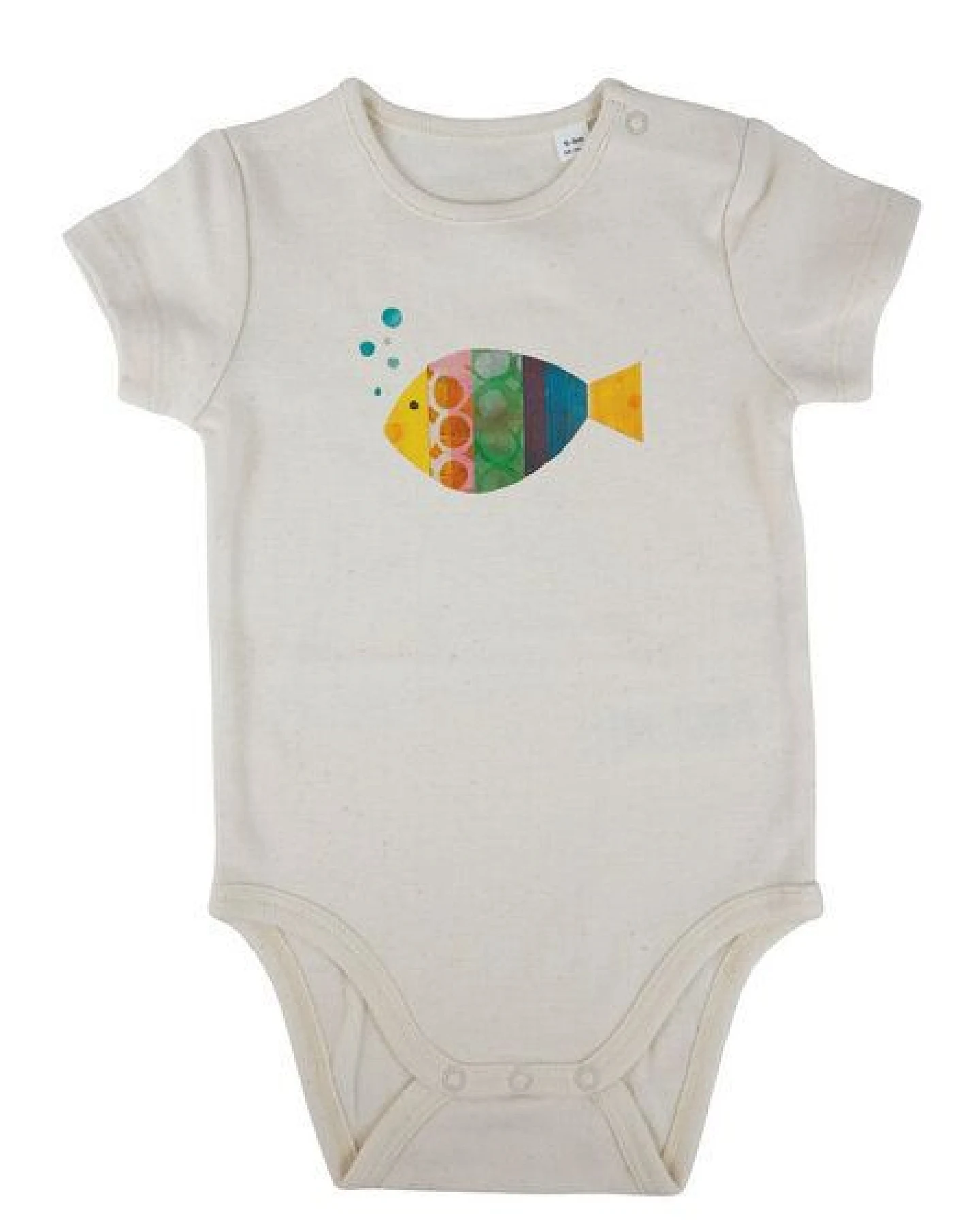 MELAdi Kinder Baby - Body aus Biobaumwolle - Fisch auf Natural Raw – Ansicht 3