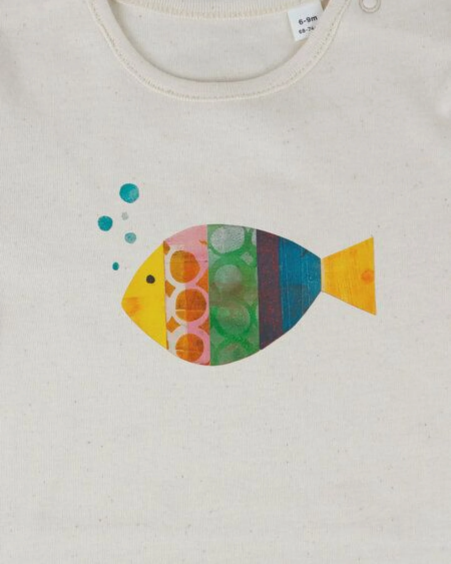 MELAdi Kinder Baby - Body aus Biobaumwolle - Fisch auf Natural Raw – Ansicht 2