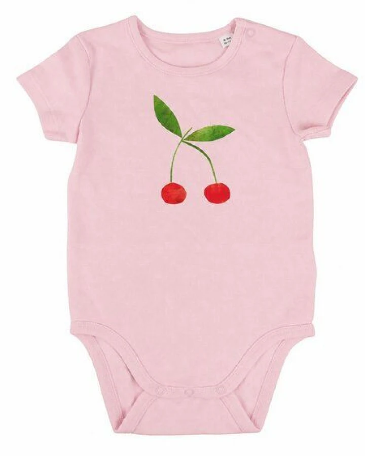 MELAdi Kinder Baby - Body aus Biobaumwolle - Kirsche auf Rosa