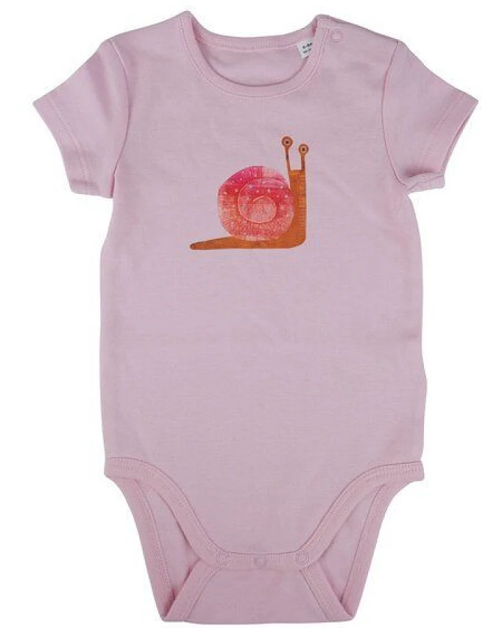 MELAdi Kinder Baby - Body aus Biobaumwolle - Schnecke auf Rosa