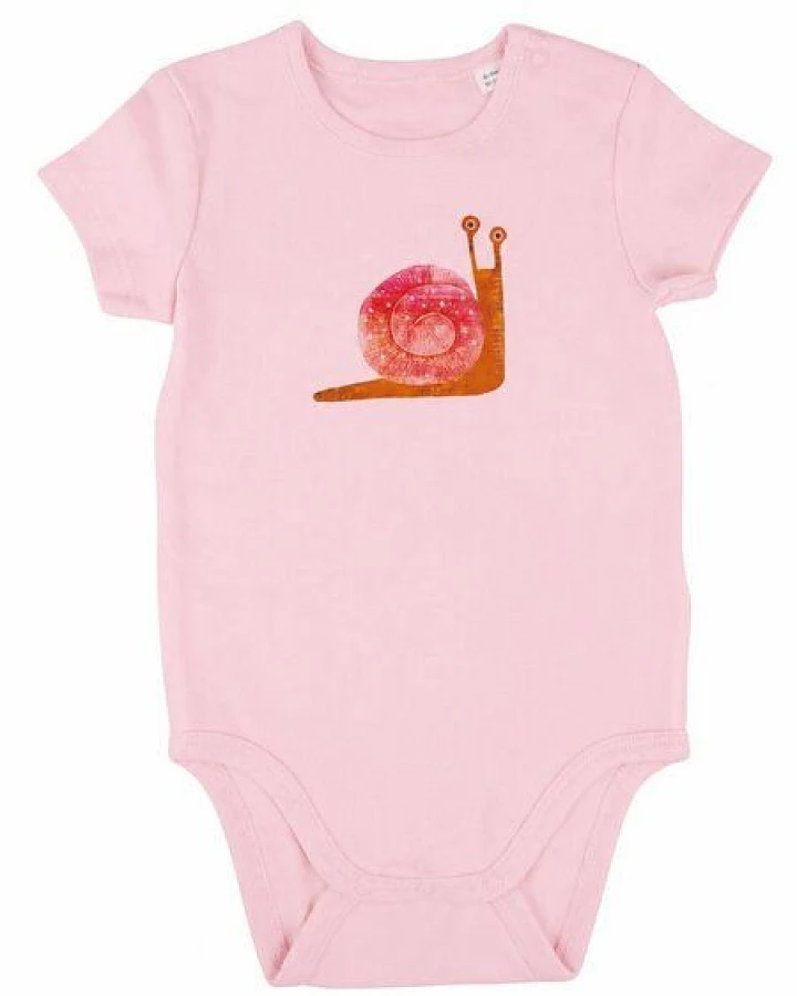 MELAdi Kinder Baby - Body aus Biobaumwolle - Schnecke auf Rosa