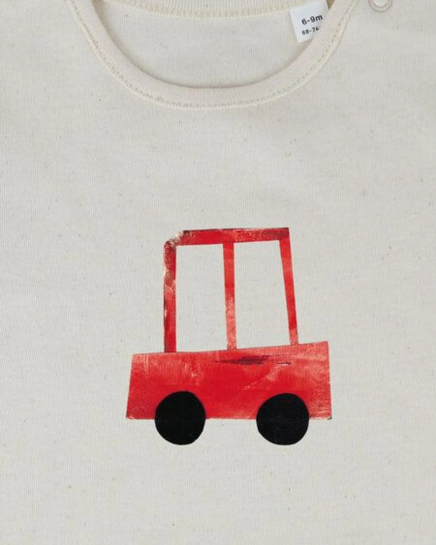 MELAdi Kinder Baby - Body aus Biobaumwolle - Rotes Auto auf Natural Raw – Ansicht 2