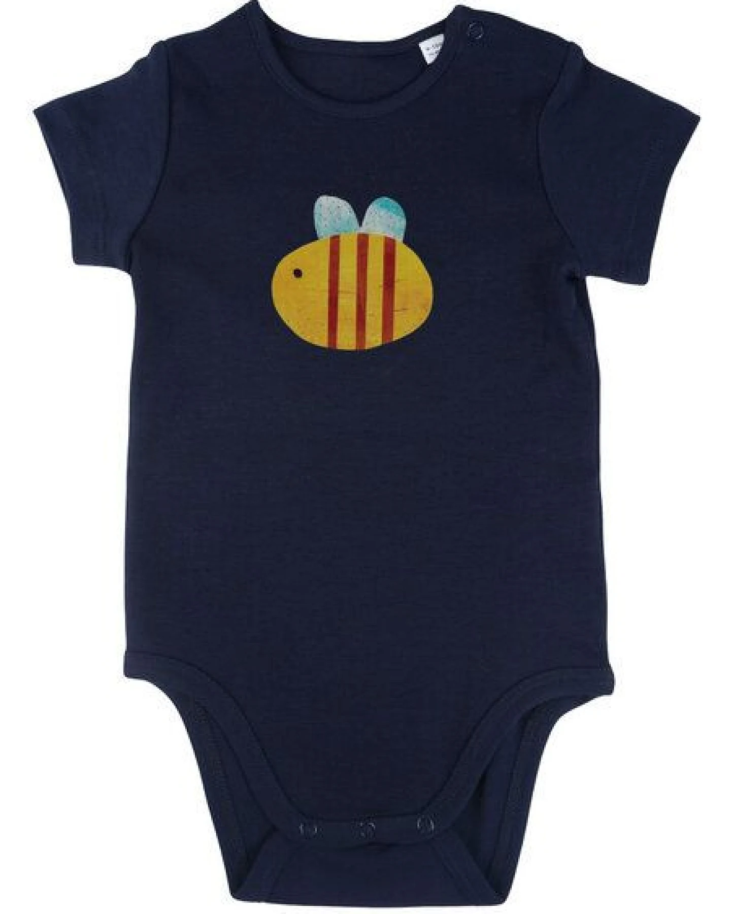 Meladi Kinder Baby-Body aus Biobaumwolle - Hummel auf Navy Blue – Ansicht 2