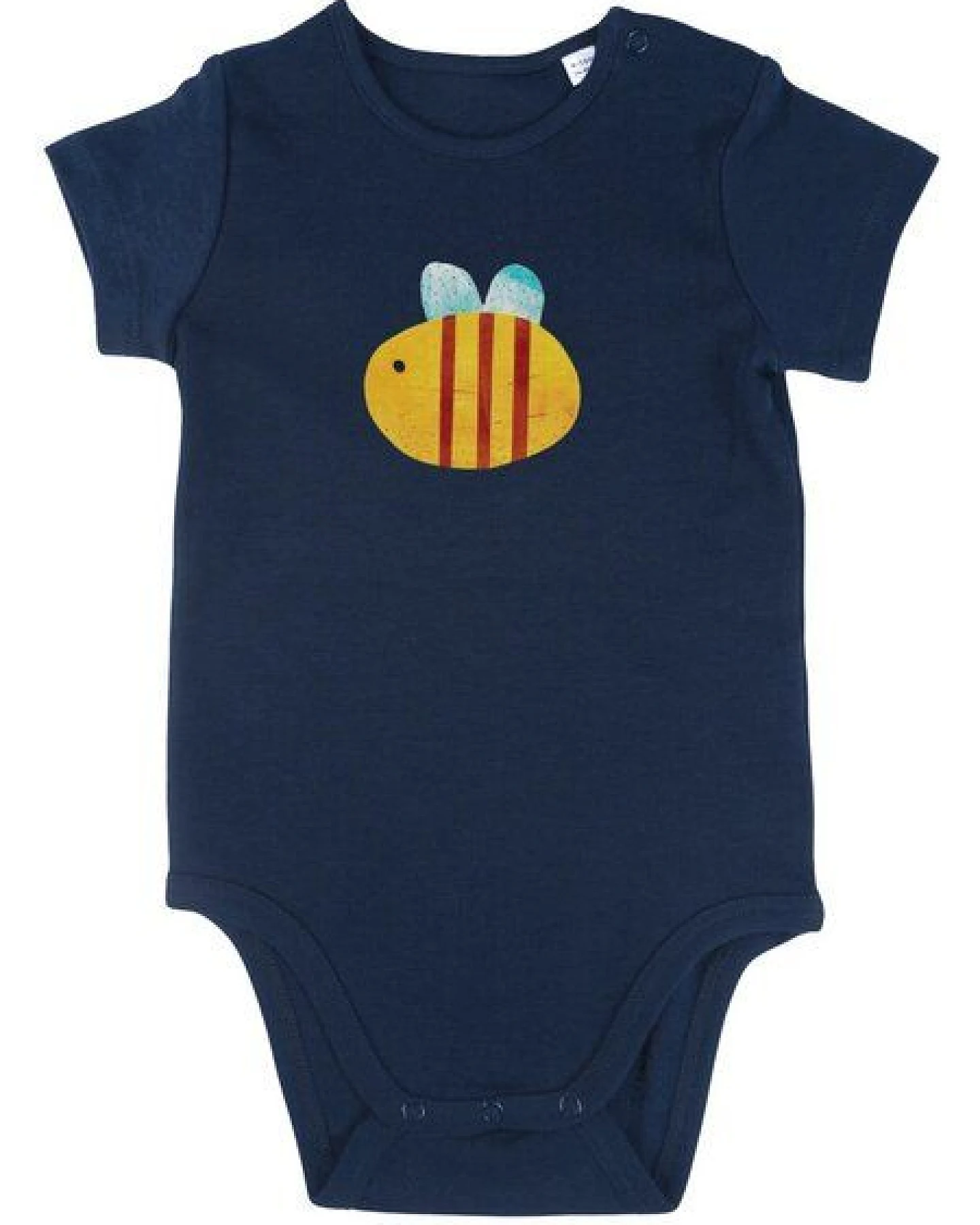 MELAdi Kinder Baby - Body aus Biobaumwolle - Hummel auf Navy Blue – Ansicht 2