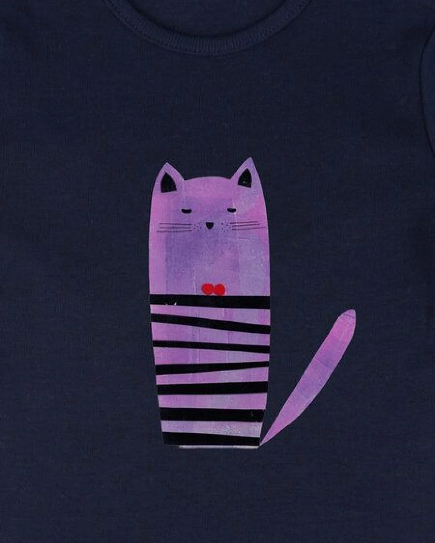 MELAdi Kinder Baby - Body aus Biobaumwolle - Katze auf Navy Blue – Ansicht 3