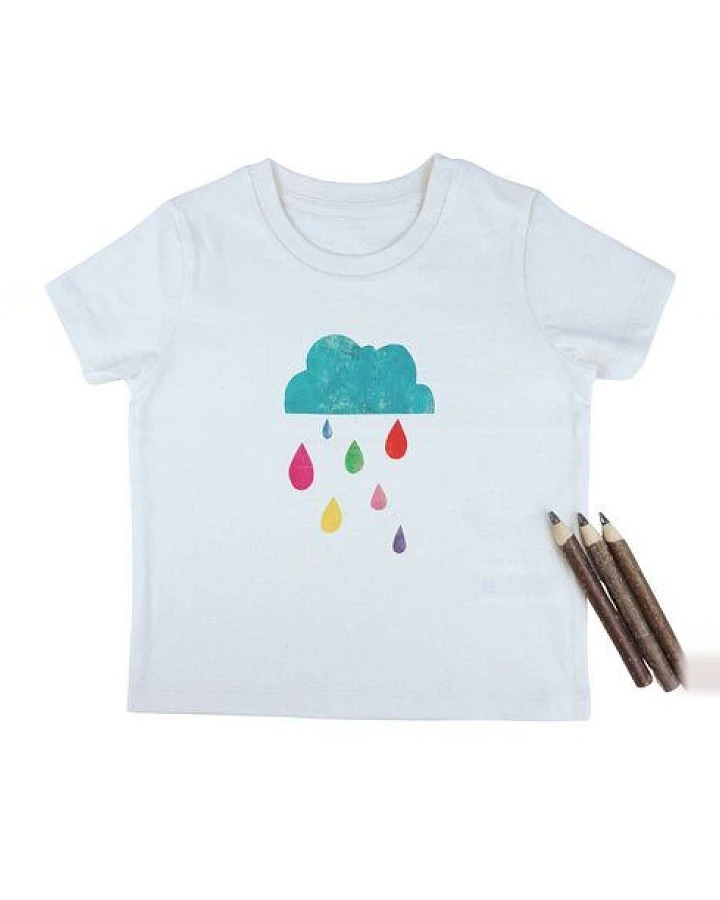 Meladi Kinder Baby-Shirt aus Biobaumwolle - Regenwolke auf Natural Raw