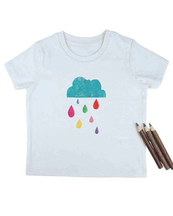 Meladi Kinder Baby-Shirt aus Biobaumwolle - Regenwolke auf Natural Raw