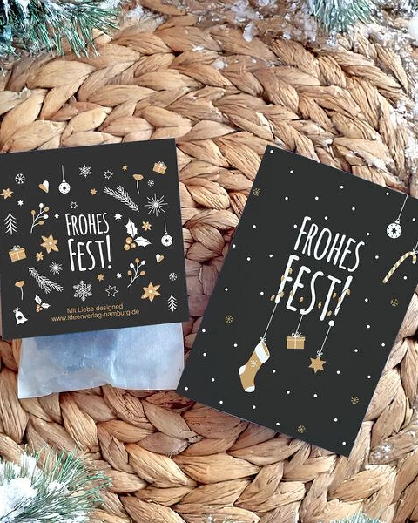Ideenverlag Hamburg 1x „Frohes Fest“ Samenbombe im Tütchen mit Kaltkeimer-Saatgut + 1x Gratis Geschenk Grußkarte/ Weihnachtsgruß/Wichtelgeschenk/Weihnachtsgeschenk – Ansicht 4