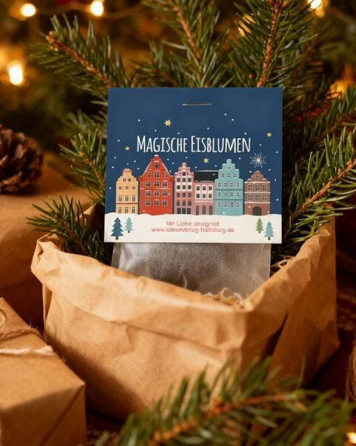 Ideenverlag Hamburg 1x „Winterlandschaft“ Samenbombe im Tütchen mit Kaltkeimer-Saatgut + 1x Gratis Geschenk Grußkarte/ Weihnachtsgruß/Wichtelgeschenk/Weihnachtsgeschenk