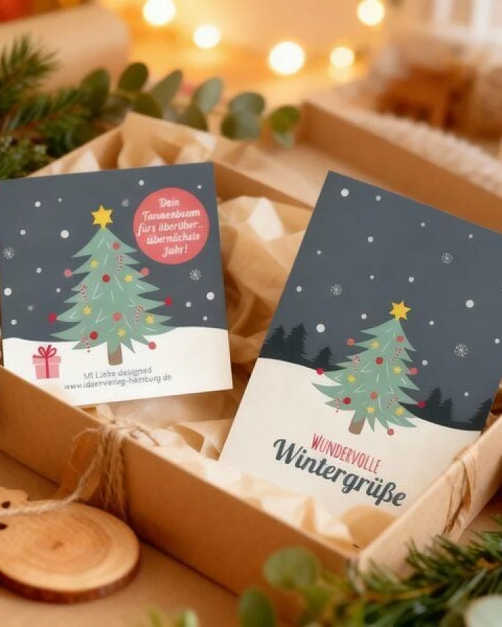 Ideenverlag Hamburg 6x Saatsterne „Tannenbaum“ mit Grußkarte