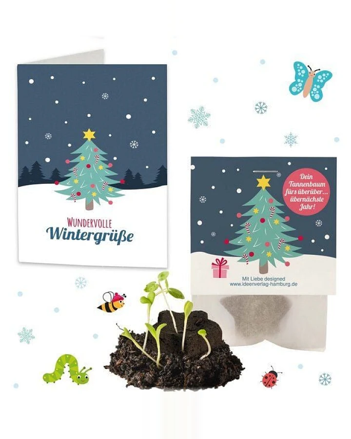 Ideenverlag Hamburg 1x Saatsterne „Tannenbaum“ mit Grußkarte