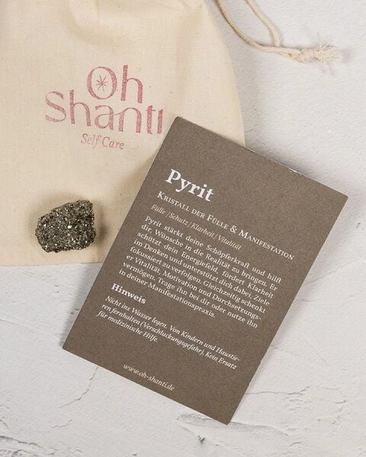 Oh Shanti Pyrit im Baumwollbeutel inkl. Affirmation