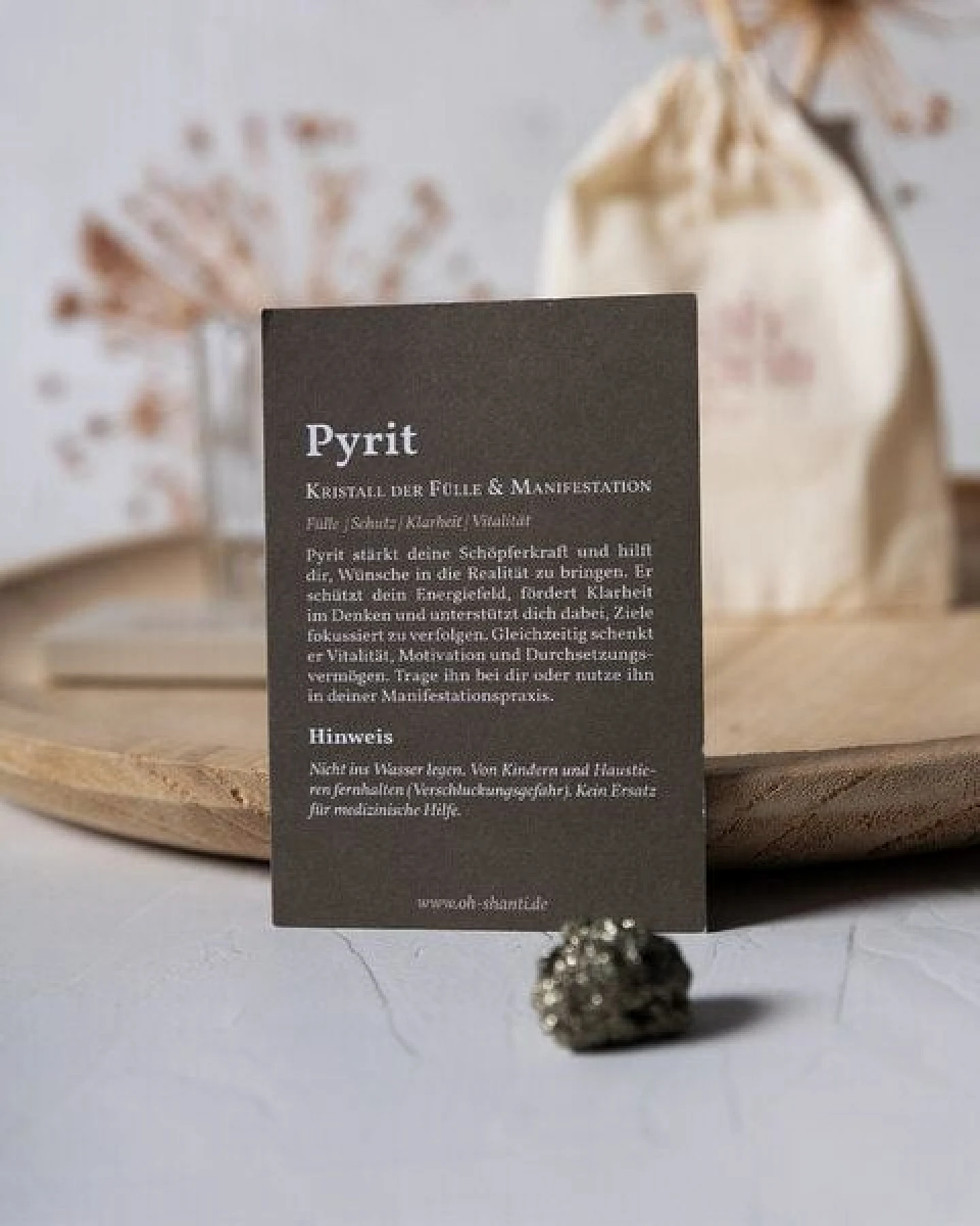 Oh Shanti Pyrit im Baumwollbeutel inkl. Affirmation – Ansicht 4