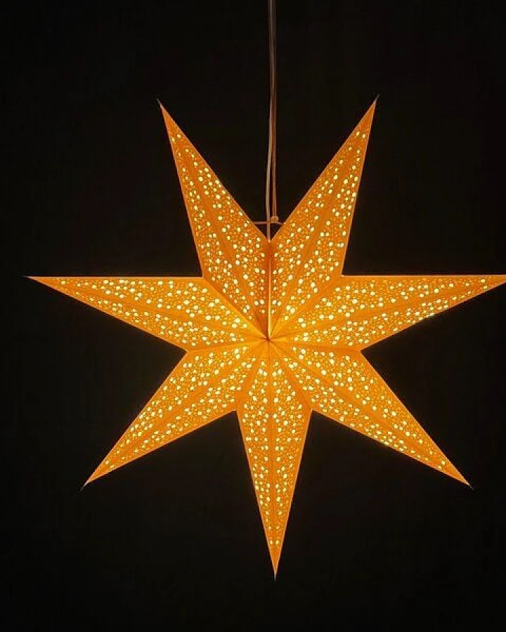MoreThanHip Stimmungsvolle, nachhaltige Papier‑Weihnachtsstern aus FSC‑Papier - inkl. Beleuchtungsset - Luma goldenbraun