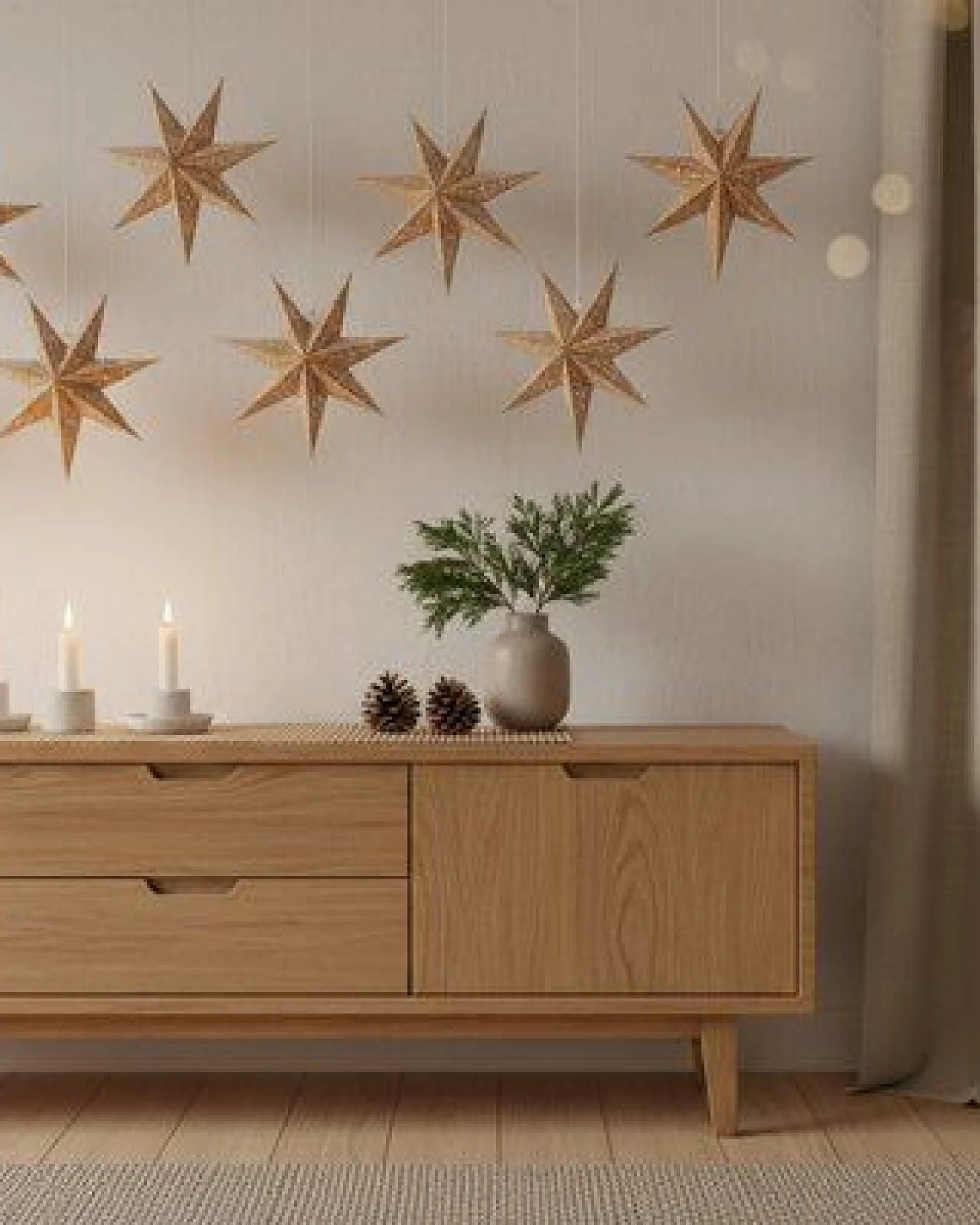 MoreThanHip Stimmungsvolle, nachhaltige Papier‑Weihnachtsstern aus FSC‑Papier - inkl. Beleuchtungsset - Luma goldenbraun – Ansicht 2