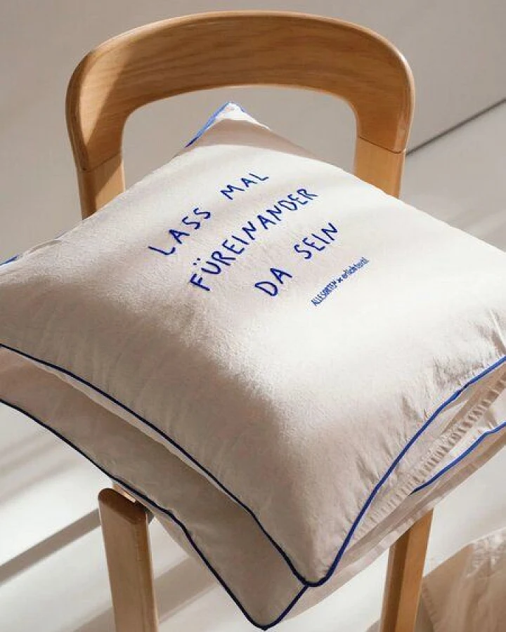 Allesorten x erlich textil Kissenbezug mit Stickerei und 80% Baumwolle (aus kontrolliert biologischem Anbau), made in Europe