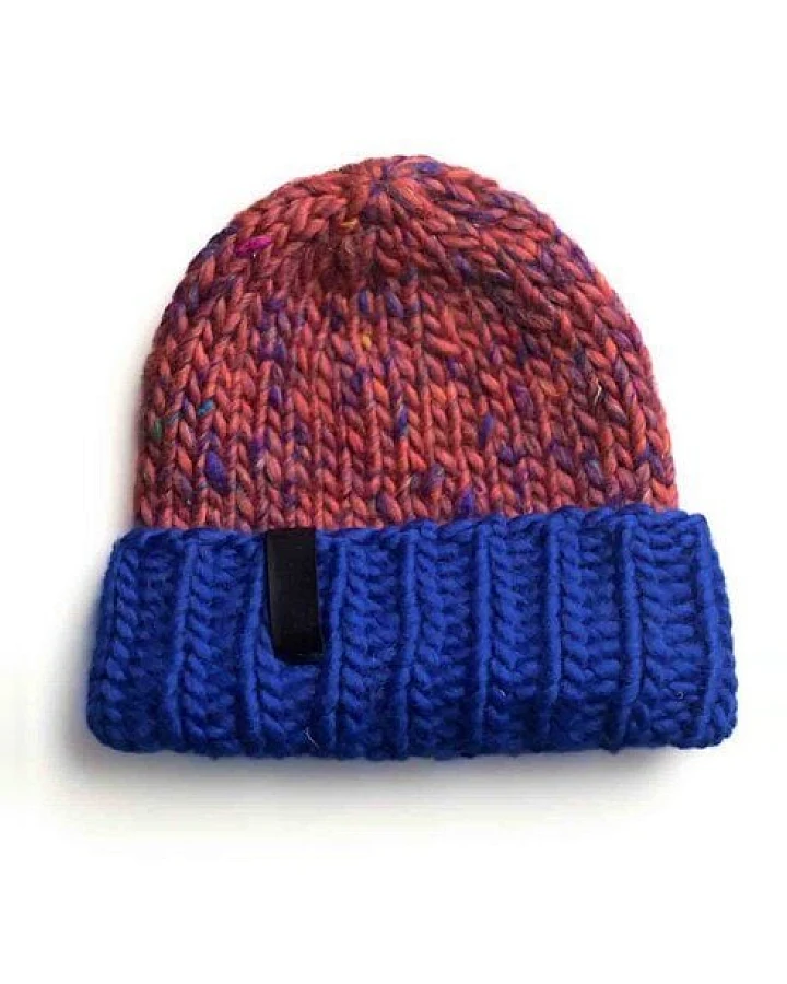 PANAPUFA Handgestrickte Chunky Beanie – Seide Merinowolle