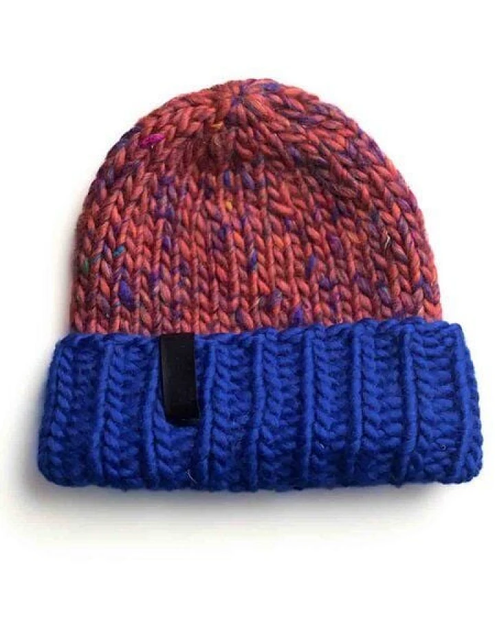 PANAPUFA Handgestrickte Chunky Beanie – Seide Merinowolle