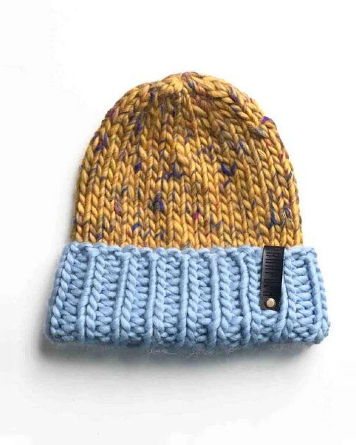 PANAPUFA Handgestrickte Chunky Beanie – Seide Merinowolle - Mehrfarbig