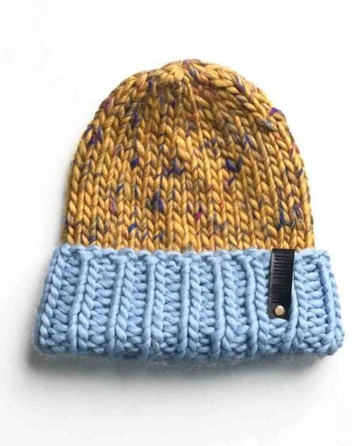 PANAPUFA Handgestrickte Chunky Beanie – Seide Merinowolle - Mehrfarbig
