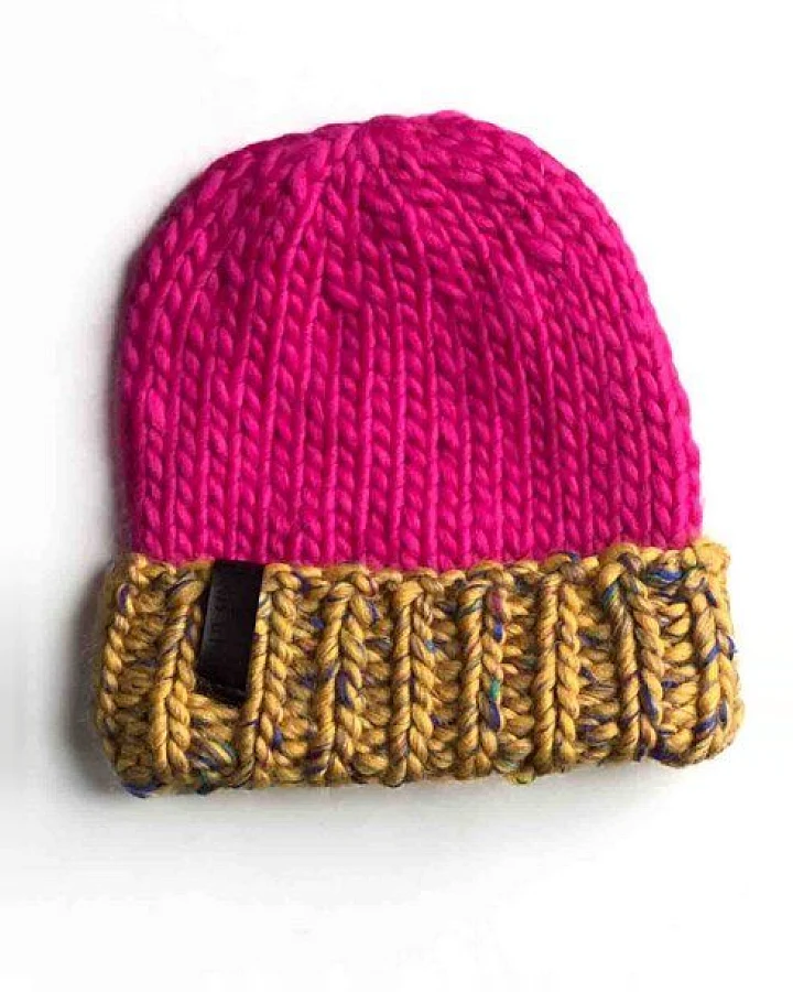 PANAPUFA Handgestrickte Chunky Beanie – Seide Merinowolle