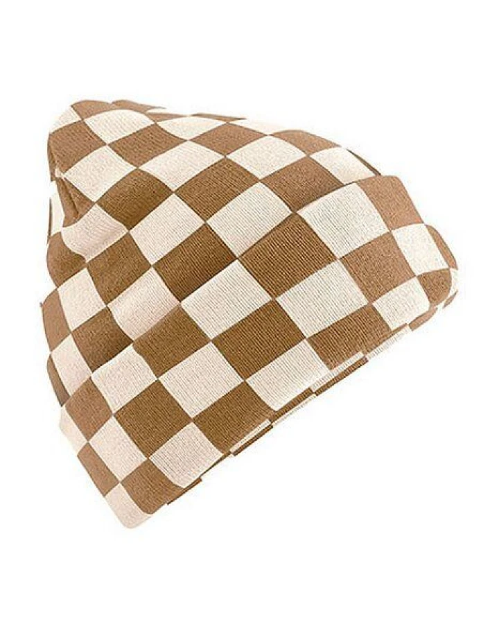 Beechfield Beanie mit auffälligem Schachbrettmuster Checkerboard