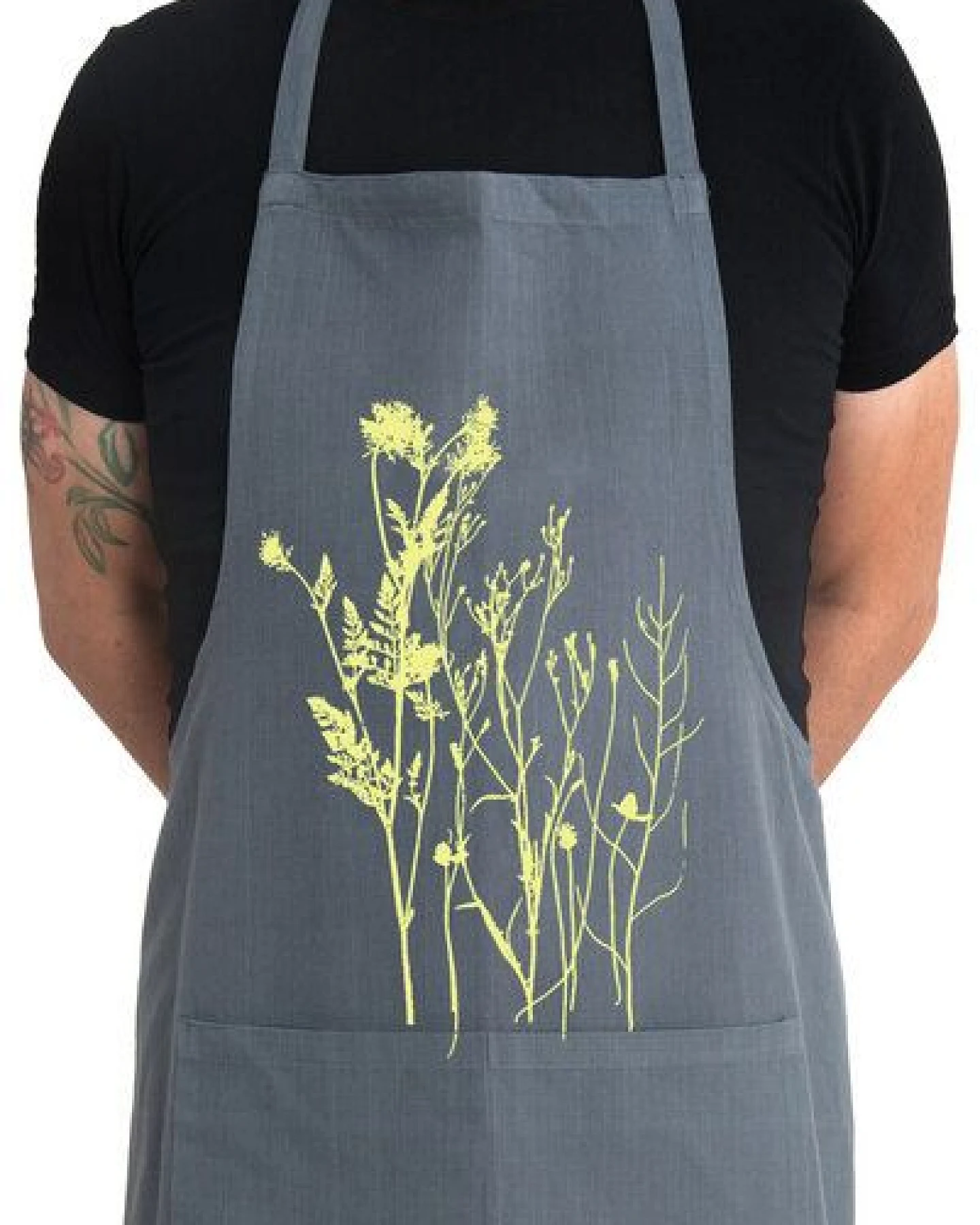 Hirschkind Bio- & Fair-Trade-Schürze "Wilde Wiese" handgewebt grau – Ansicht 3