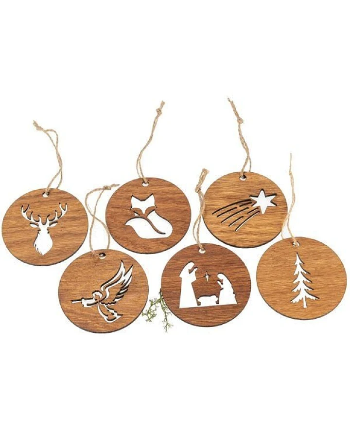 ReineNatur Weihnachtsbaumschmuck Eiche – 6-teiliges-Set