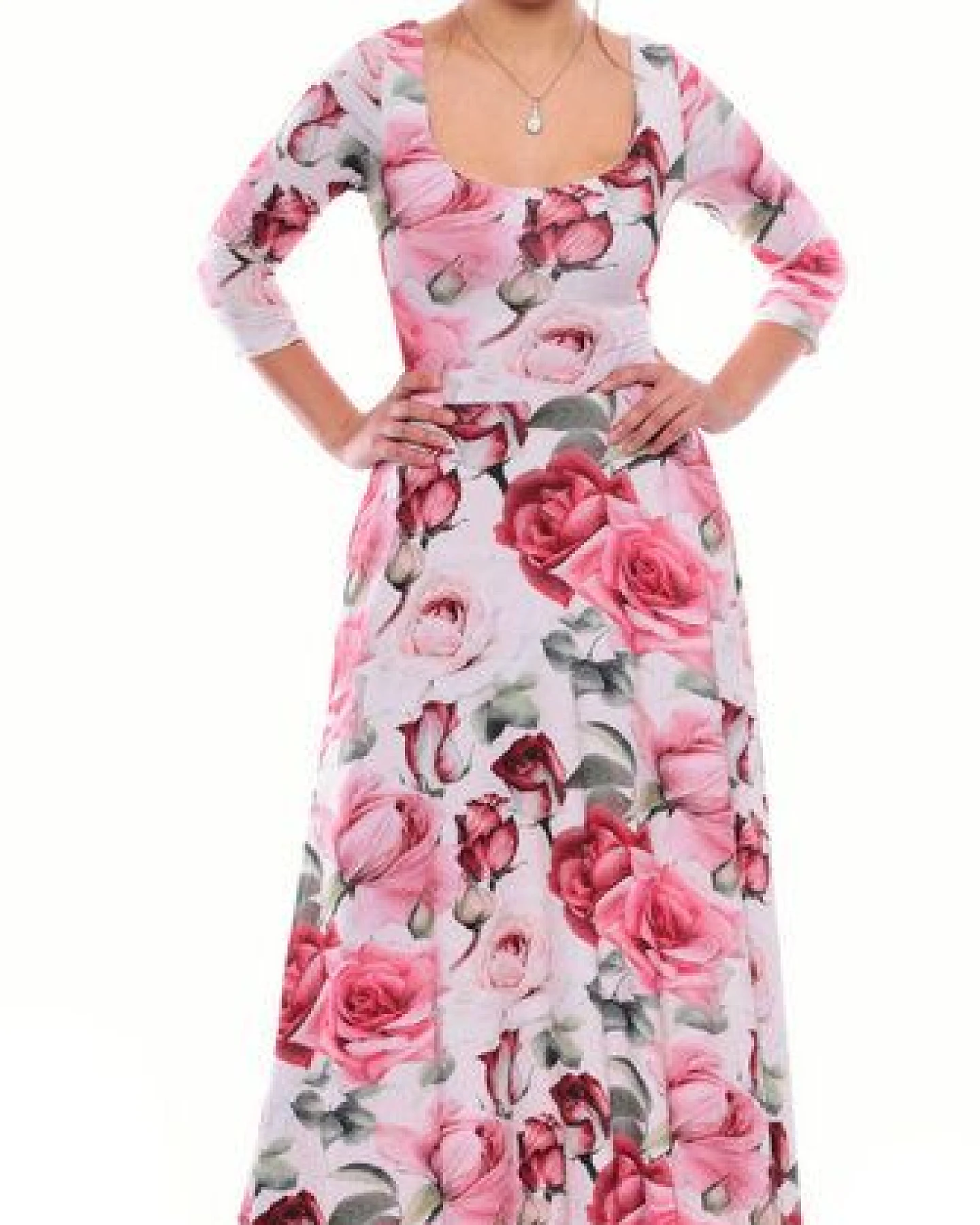 Ingoria AMELIA zeitloses Maxi-Wendekleid mit Taillenschnürung 3/4 Arm (Print) – Ansicht 3