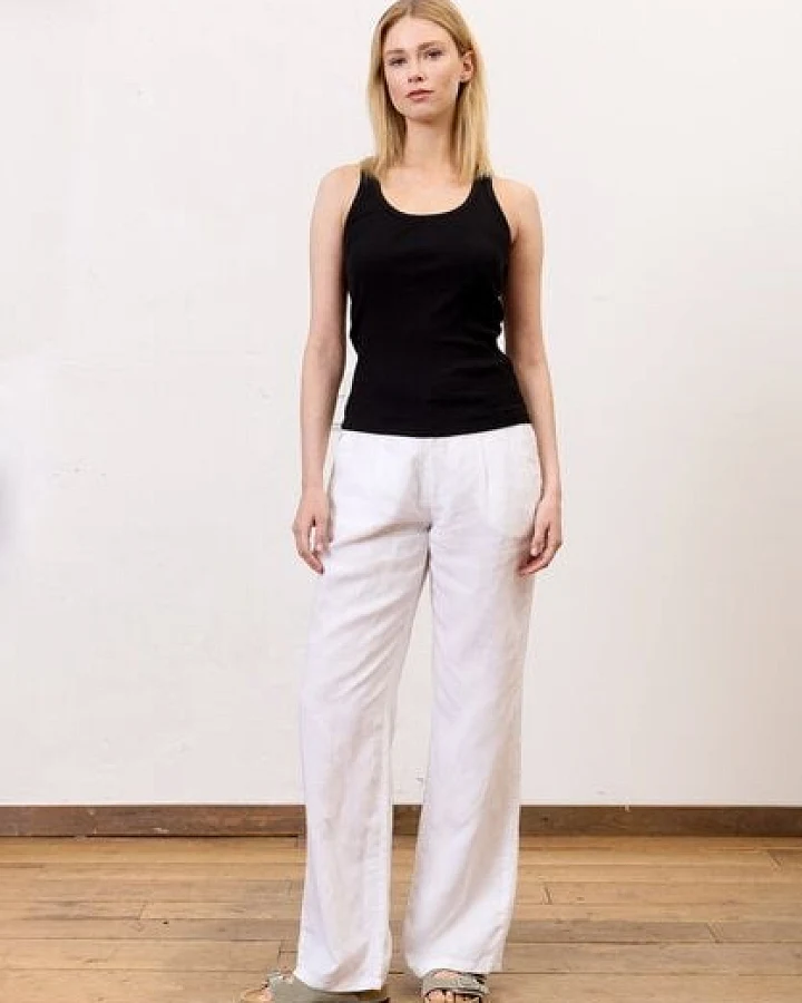 FUTURE:PEOPLE. 12:00 WIDE FIT PLEAT- Damen Hose aus einem zertifizierten TENCEL -LEINEN MIX für heiße Sommertage (31200 0 3003)